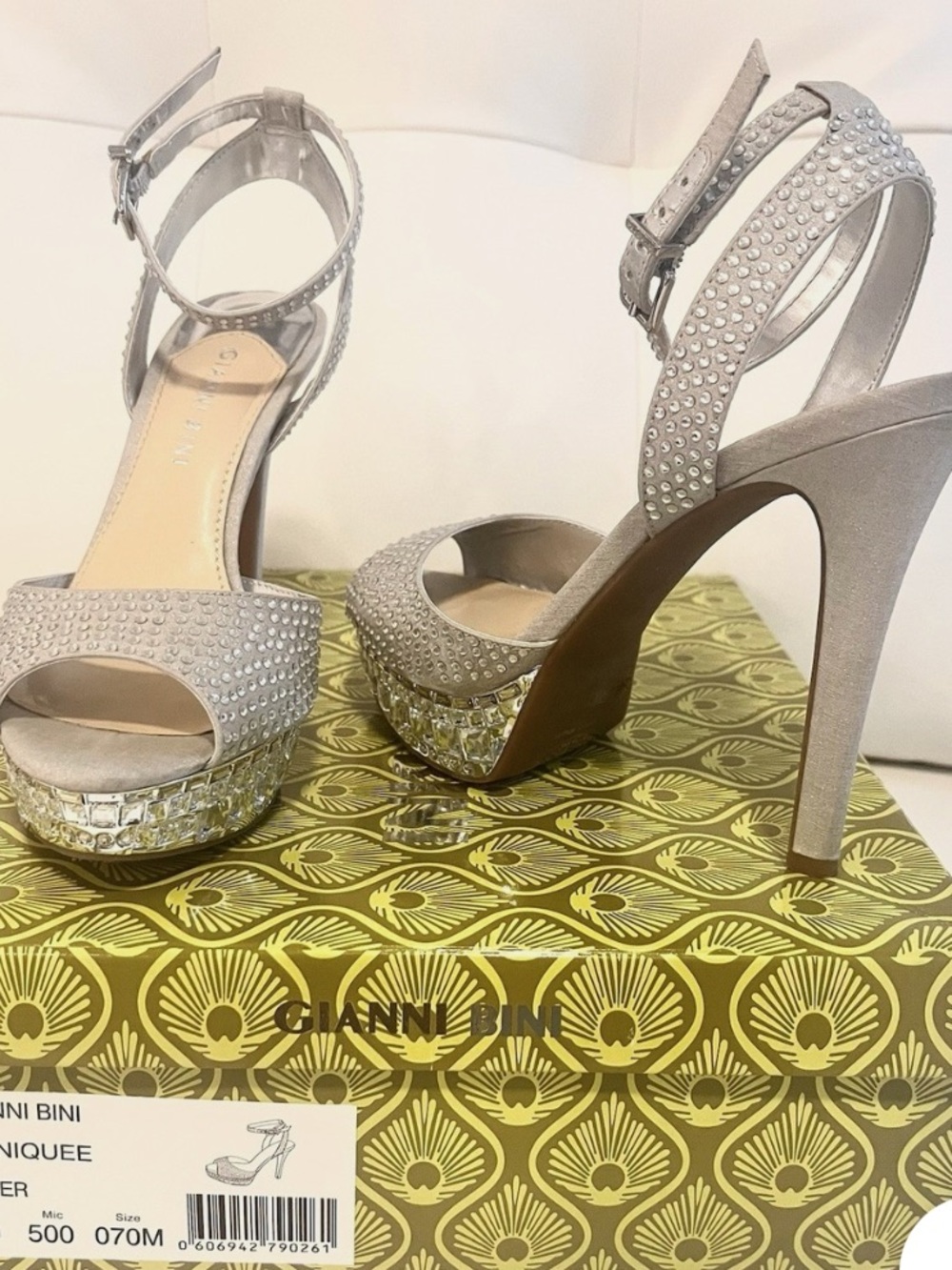 Gianni Bini Rhinestone Open Toe Stilettos